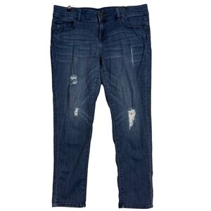 New York & Company Soho Jeans Womens 12 Dark Wash New York Boyfriend Distressed